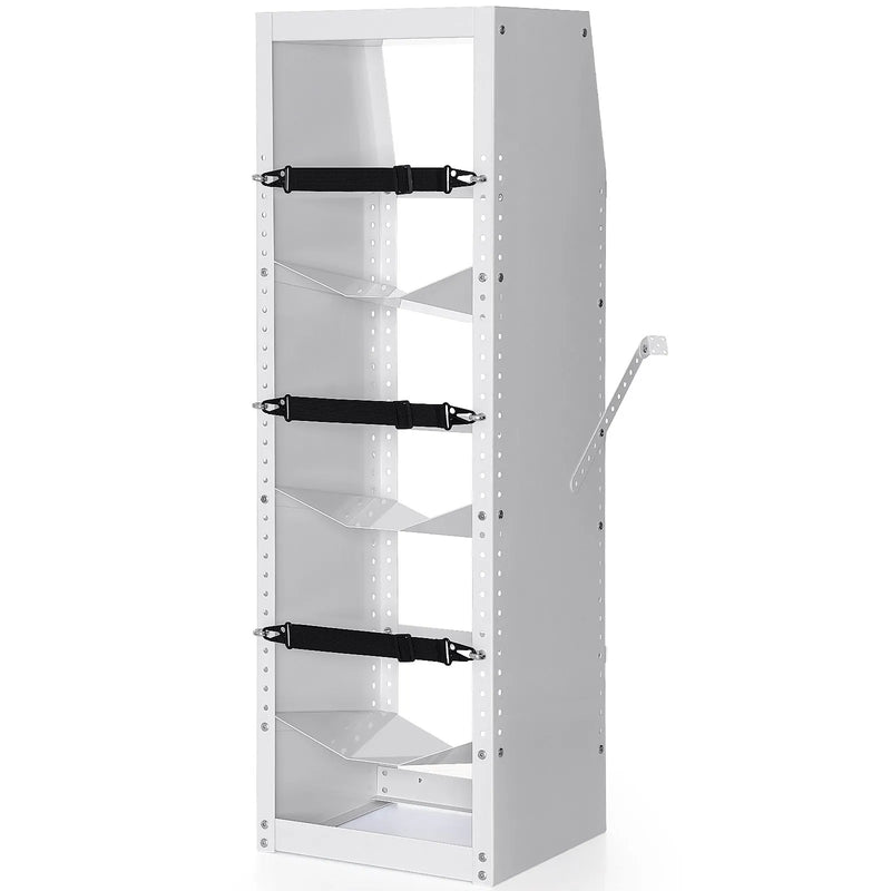 Metāla plaukts gāzes balonu uzglabāšanai, ietilpība 3 × 13,6–22,7 kg baloni, piemērots noliktavām, darbnīcām un transportam, 372 × 355 × 1170 mm