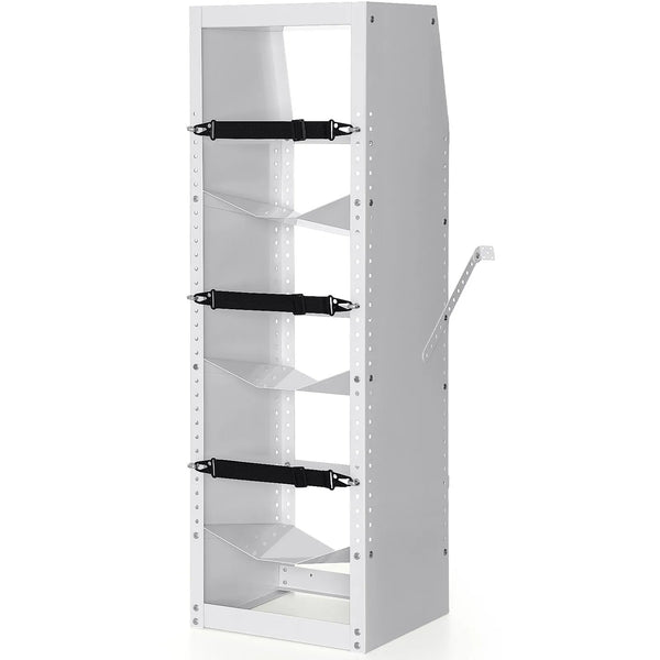 Metāla plaukts gāzes balonu uzglabāšanai, ietilpība 3 × 13,6–22,7 kg baloni, piemērots noliktavām, darbnīcām un transportam, 372 × 355 × 1170 mm