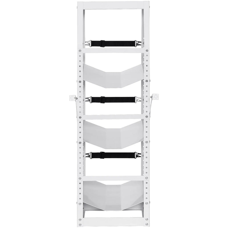 Metāla plaukts gāzes balonu uzglabāšanai, ietilpība 3 × 13,6–22,7 kg baloni, piemērots noliktavām, darbnīcām un transportam, 372 × 355 × 1170 mm