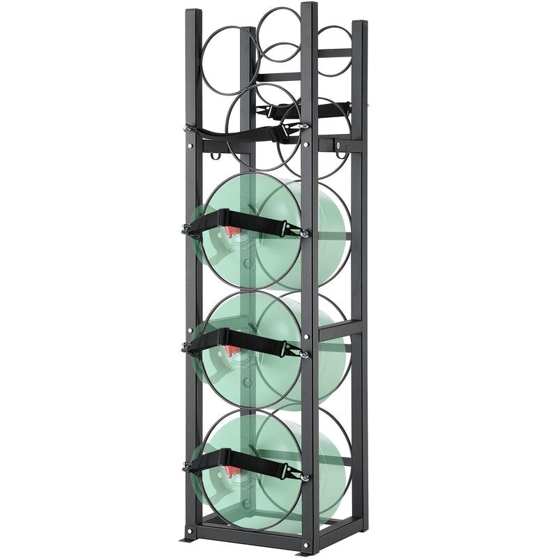 Metāla plaukts gāzes balonu uzglabāšanai, ietilpība 3 x 13,6 kg + 3 mazie baloni, piemērots noliktavām, darbnīcām un transportam, 325 × 330 × 1196 mm