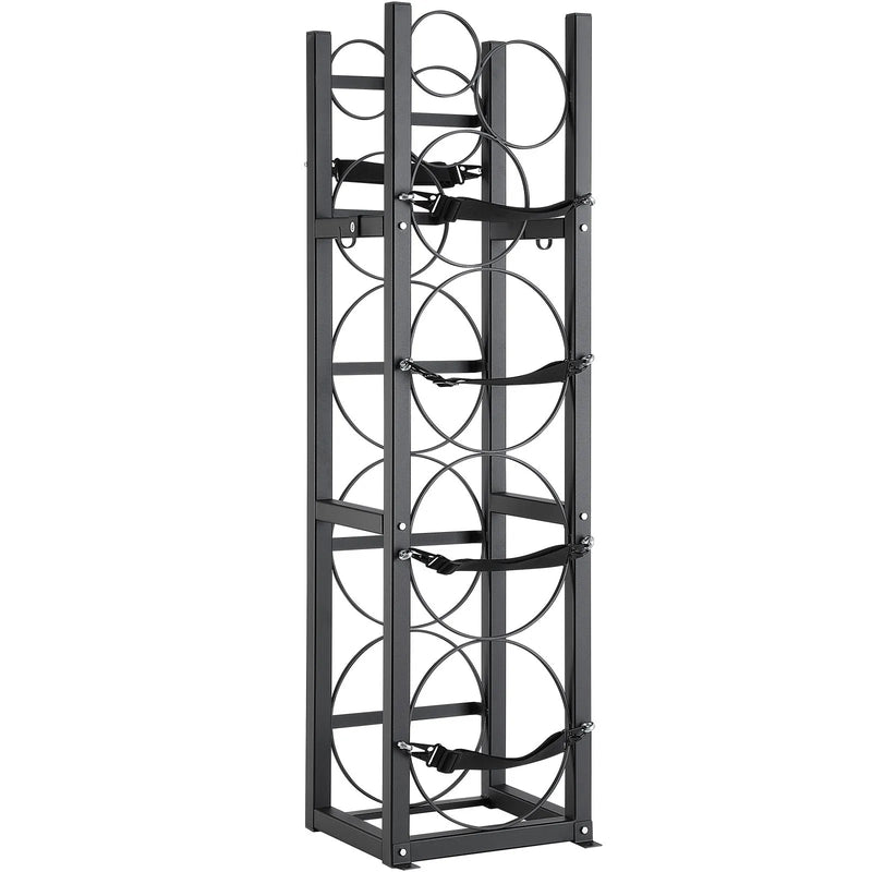 Metāla plaukts gāzes balonu uzglabāšanai, ietilpība 3 x 13,6 kg + 3 mazie baloni, piemērots noliktavām, darbnīcām un transportam, 325 × 330 × 1196 mm