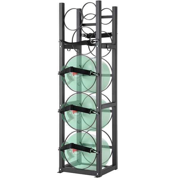Metāla plaukts gāzes balonu uzglabāšanai, ietilpība 3 x 13,6 kg + 3 mazie baloni, piemērots noliktavām, darbnīcām un transportam, 325 × 330 × 1196 mm