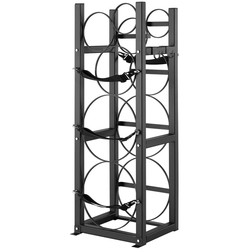 Gāzes tvertņu statīvs ar ietilpību 2 × 13,6 kg un 3 mazākas tvertnes, 325 × 330 × 1196 mm, piemērots freonam, skābeklim un slāpeklim