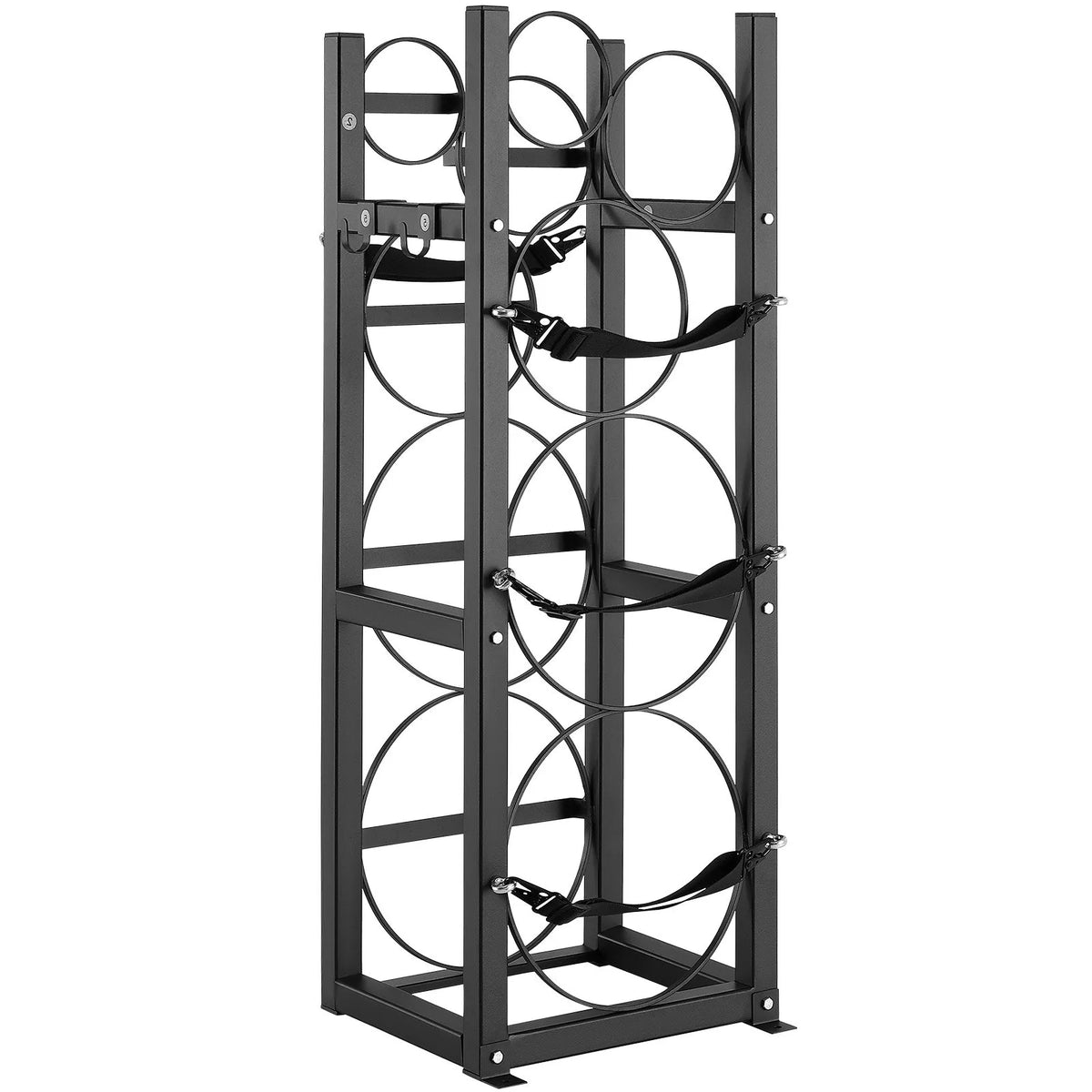 Gas Cylinder Rack for 2 × 13.6 kg Cylinders and 3 Smaller Tanks, 325 × 330 × 1196 mm, Suitable for Freon, Oxygen and Nitrogen