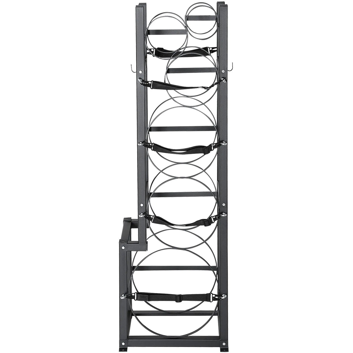 Gas cylinder rack, capacity for 1 × 22.7 kg, 2 × 13.6 kg and 3 small cylinders, 39.5 × 33 × 126.5 cm, for storage and transport (Freon, oxygen, nitrogen etc.)