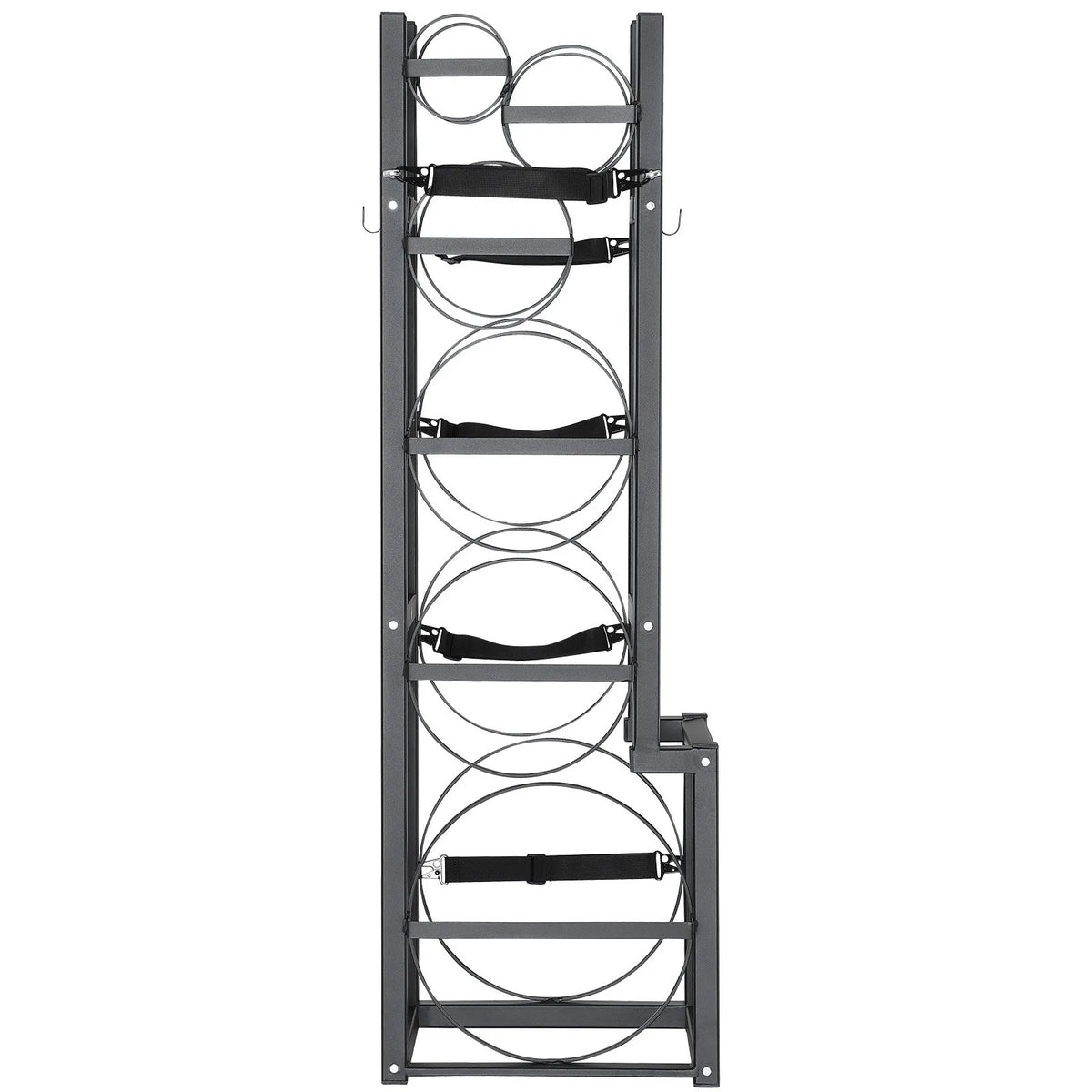 Gas cylinder rack, capacity for 1 × 22.7 kg, 2 × 13.6 kg and 3 small cylinders, 39.5 × 33 × 126.5 cm, for storage and transport (Freon, oxygen, nitrogen etc.)