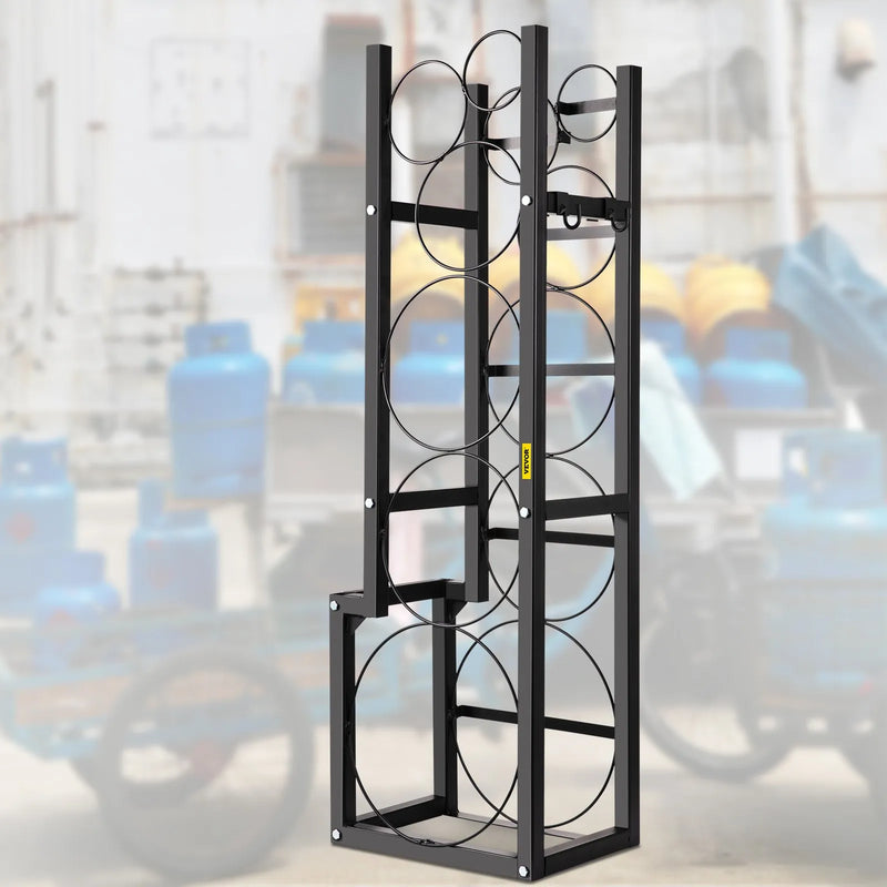 Gāzes konteineru plaukts, ar ietilpību 1 x 22,7 kg, 2 × 13,6 kg un 3 mazie baloni, uzglabāšanai un transportēšanai