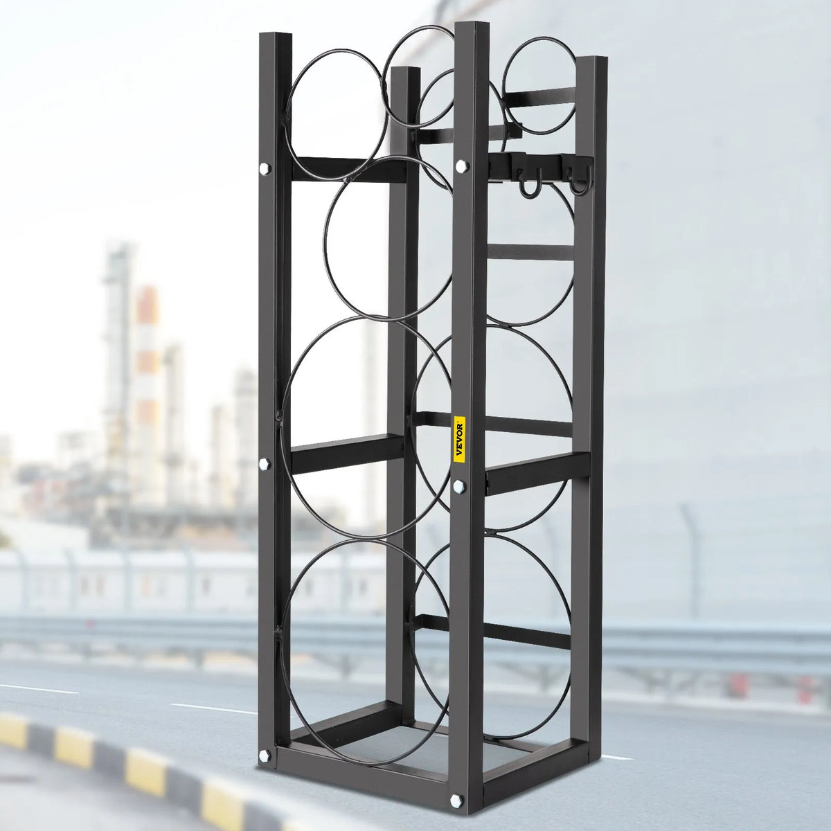 Gas cylinder rack for 2 × 13.6 kg and 3 small cylinders, storage and transport