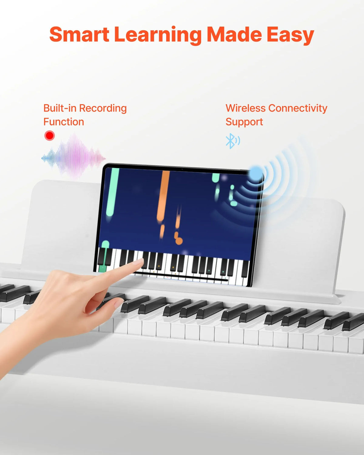 VEVOR Digital Piano 88 Weighted Keys with Stand, Triple Pedal and 280 Timbres, White