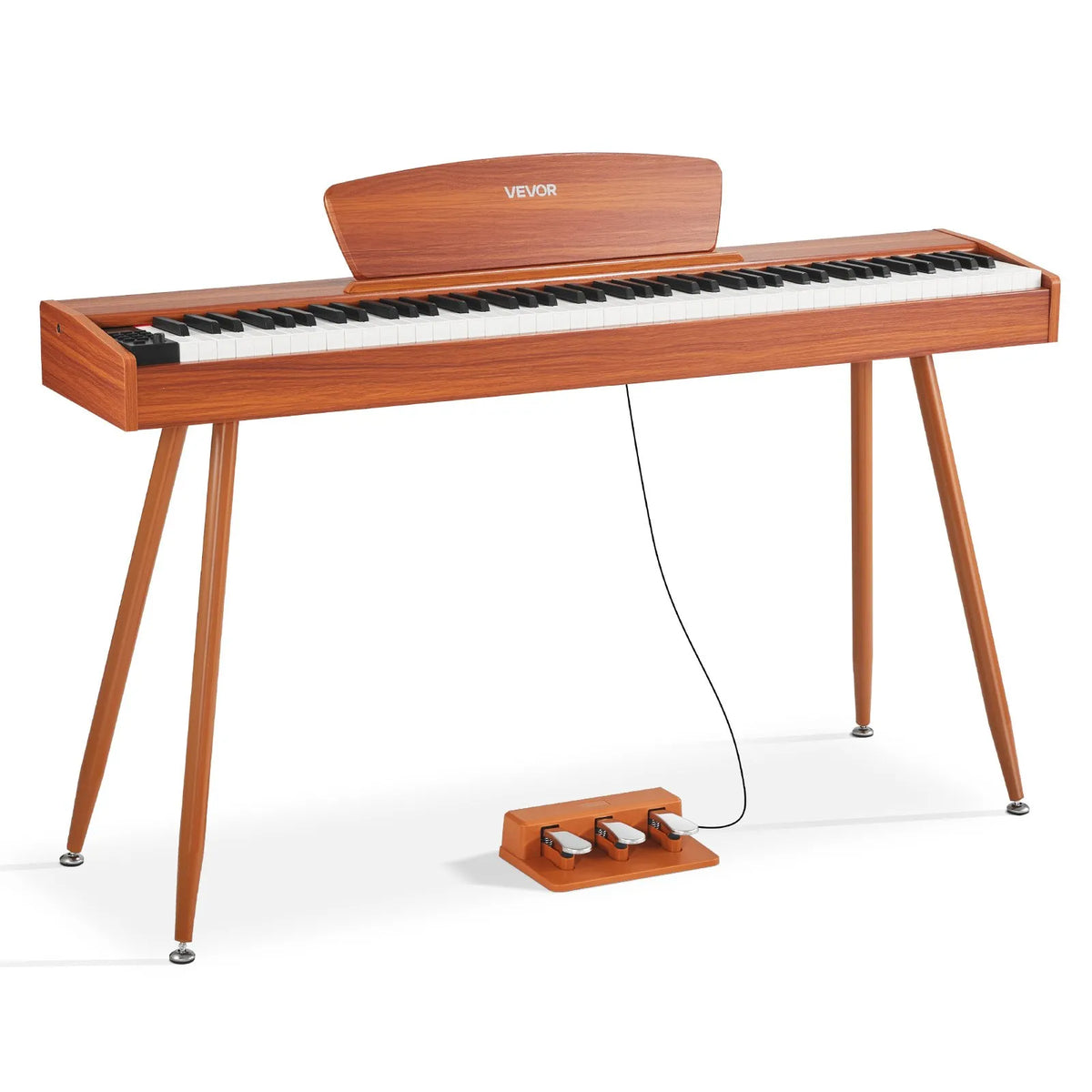 VEVOR Digital Piano 88 Weighted Keys with Music Stand, Triple Pedal and 280 Timbres, Wood Colour