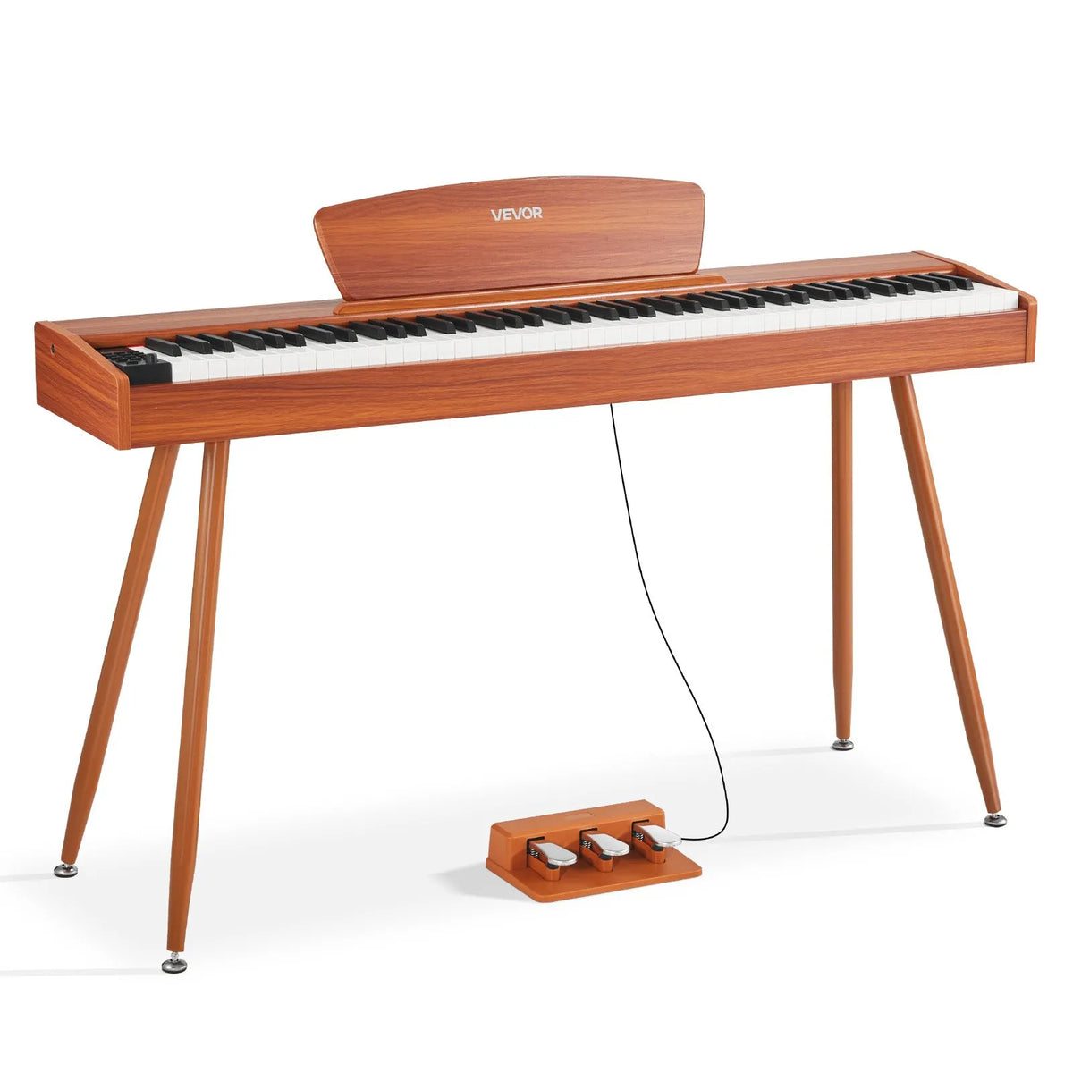 VEVOR Digital Piano 88 Weighted Keys with Music Stand, Triple Pedal and 280 Timbres, Wood Colour