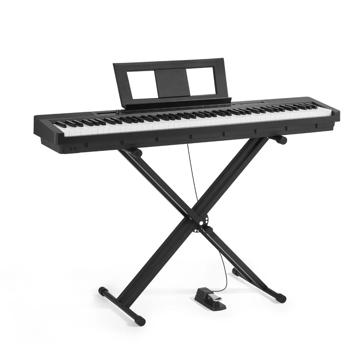 VEVOR Digital Piano 88 Weighted Keys with Speakers, X Stand, Sustain Pedal and 280 Timbres, Black