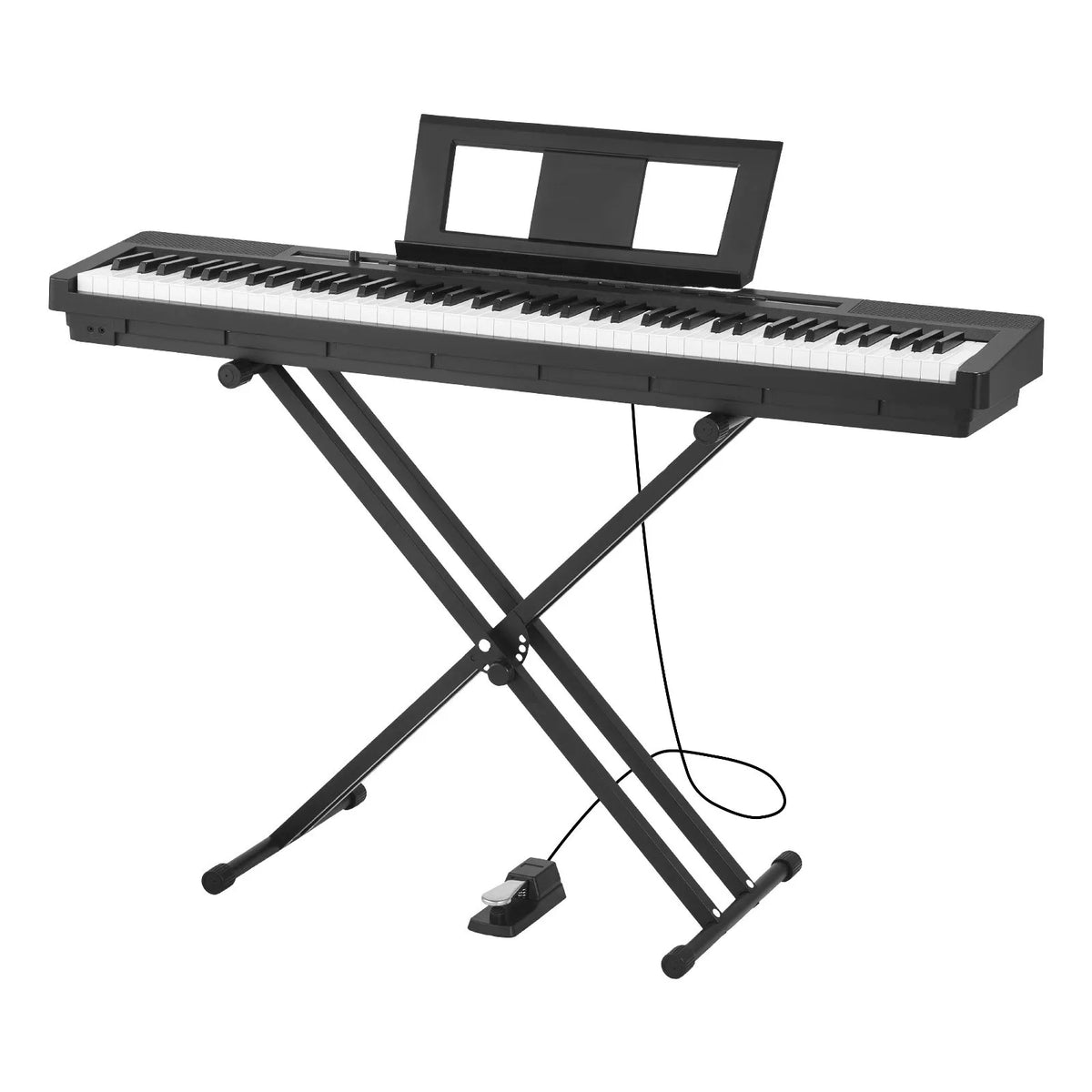 VEVOR Digital Piano 88 Weighted Keys with Speakers, X Stand, Sustain Pedal and 280 Timbres, Black
