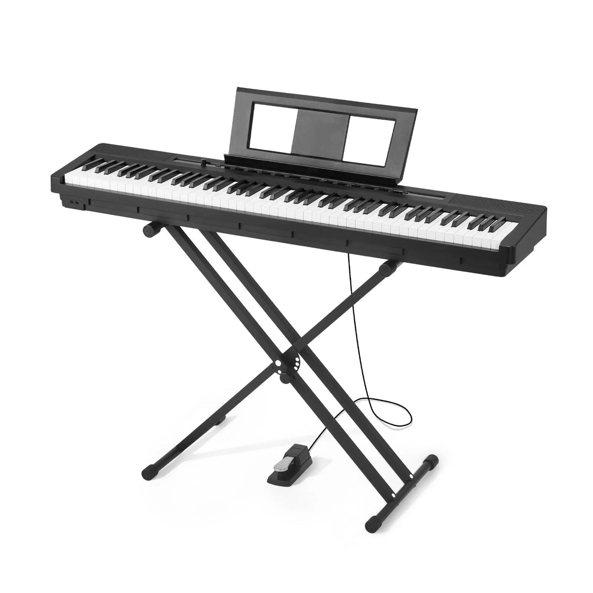 VEVOR Digital Piano 88 Weighted Keys with Speakers, X Stand, Sustain Pedal and 280 Timbres, Black