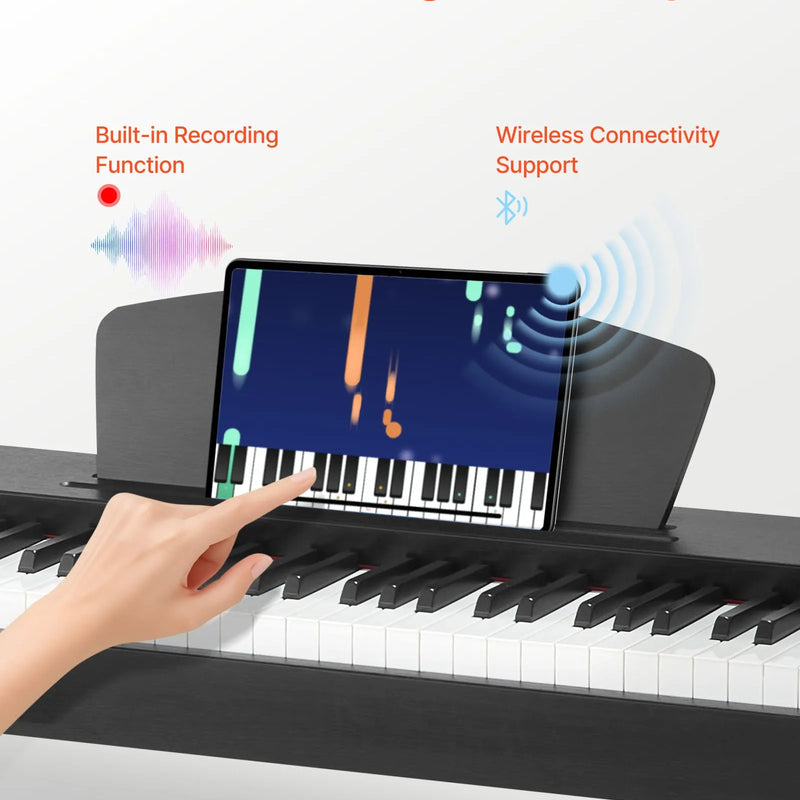 VEVOR digitālās klavieres ar 88 pilnsvara taustiņiem, dubulto klaviatūru un skaļruņiem, ar sustain pedāli un ieraksta funkciju, 238 toņi, bezvadu savienojums, bez statīva