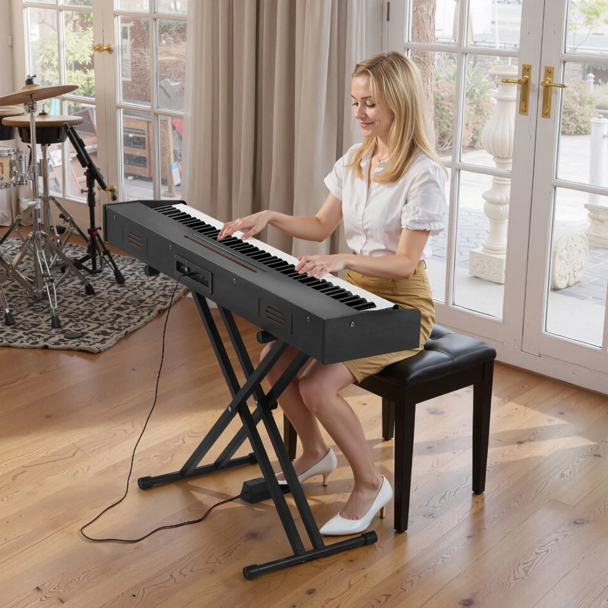 VEVOR Digital Piano 88 Weighted Keys with Speakers, Sustain Pedal and 238 Tones, Without Stand