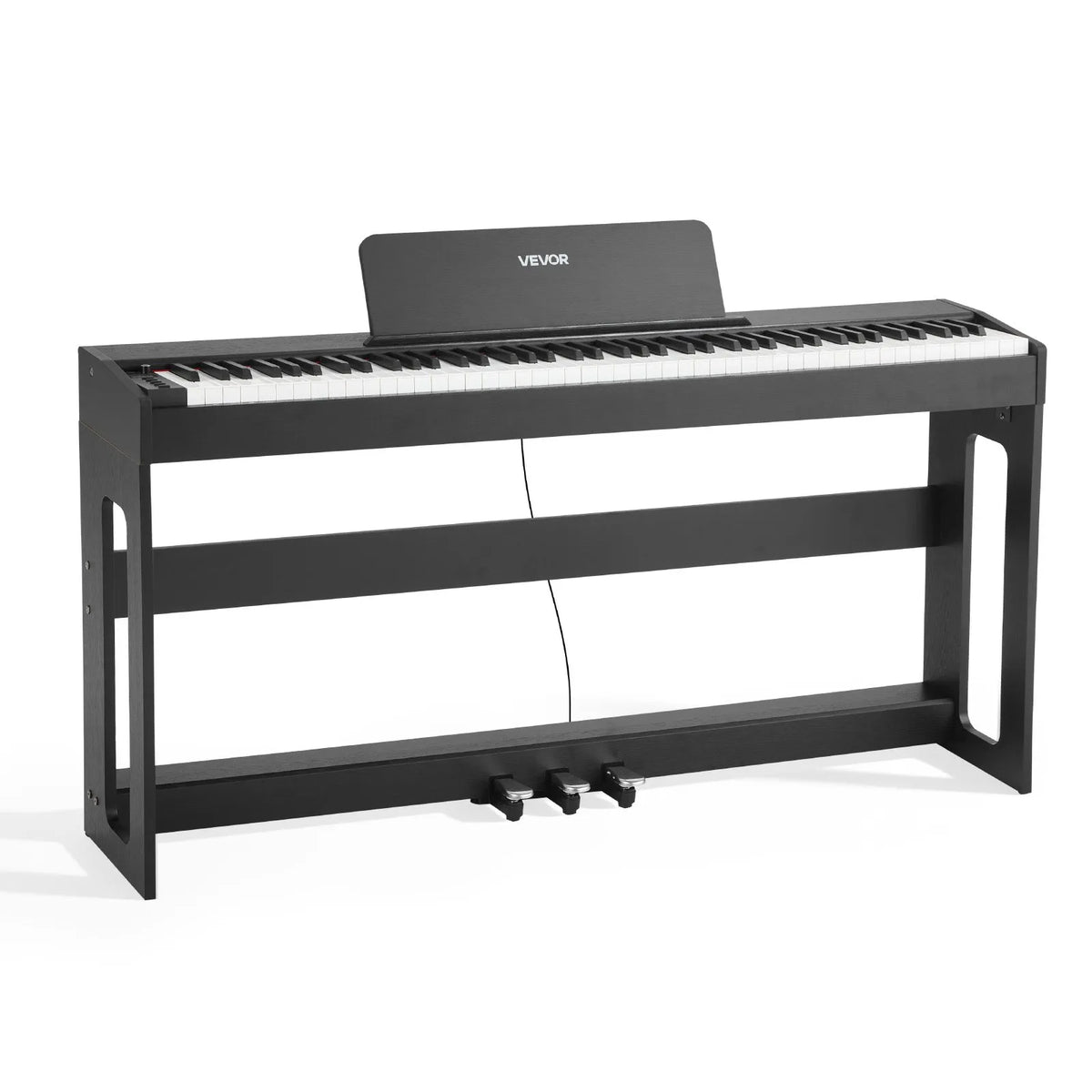 VEVOR Digital Piano 88 Weighted Keys with Furniture Stand, Triple Pedal and 280 Timbres, Black