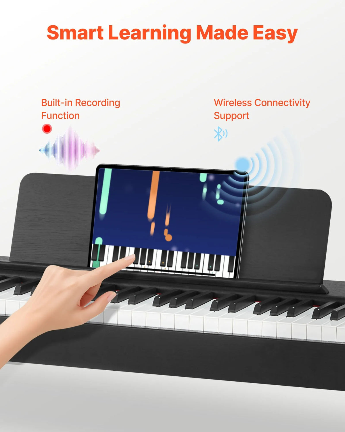 VEVOR Digital Piano 88 Weighted Keys with Furniture Stand, Triple Pedal and 280 Timbres, Black