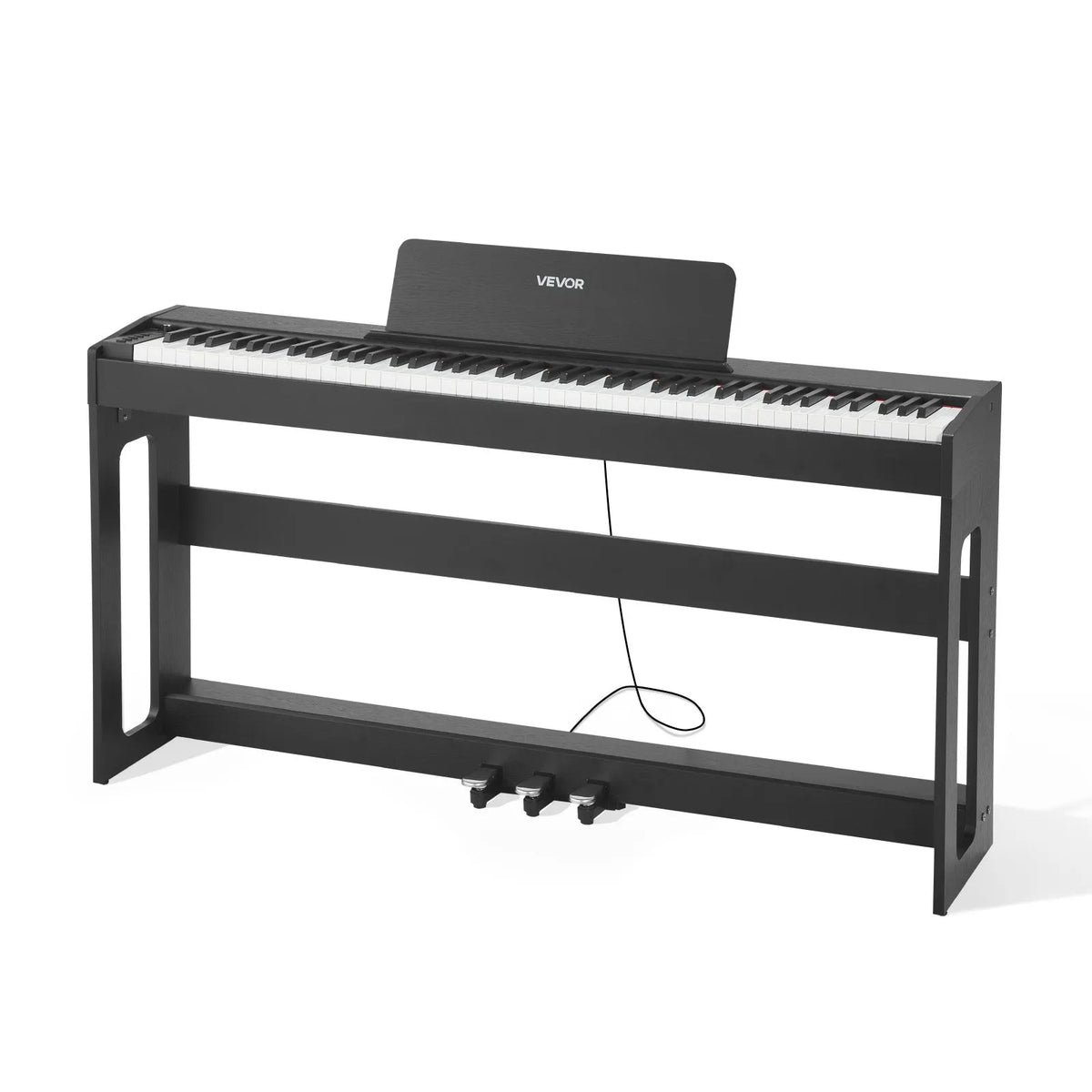VEVOR Digital Piano 88 Weighted Keys with Furniture Stand, Triple Pedal and 280 Timbres, Black