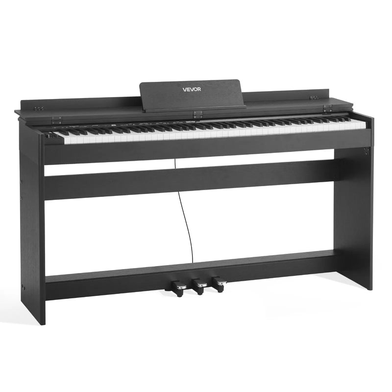 VEVOR digitālās klavieres ar 88 pilnsvara taustiņiem, statīvu, trīspedāli, barošanas adapteri un austiņām, 680 toņi, bezvadu savienojums, iesācējiem