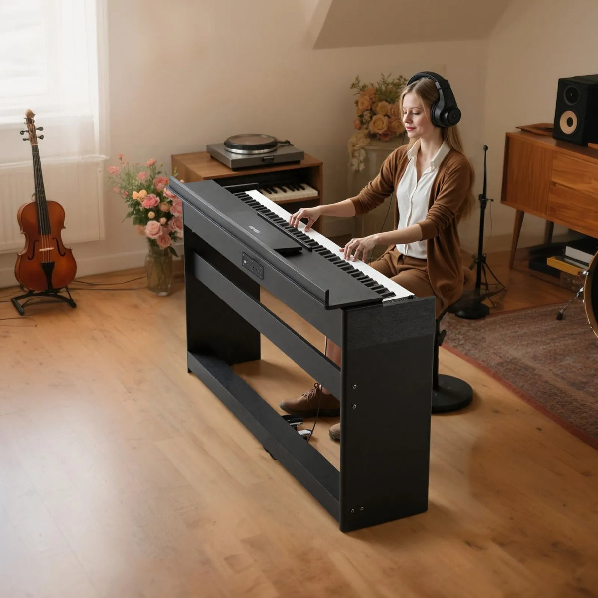 VEVOR Digital Piano 88 Weighted Keys with Stand, Triple Pedals, Headphones and 680 Tones