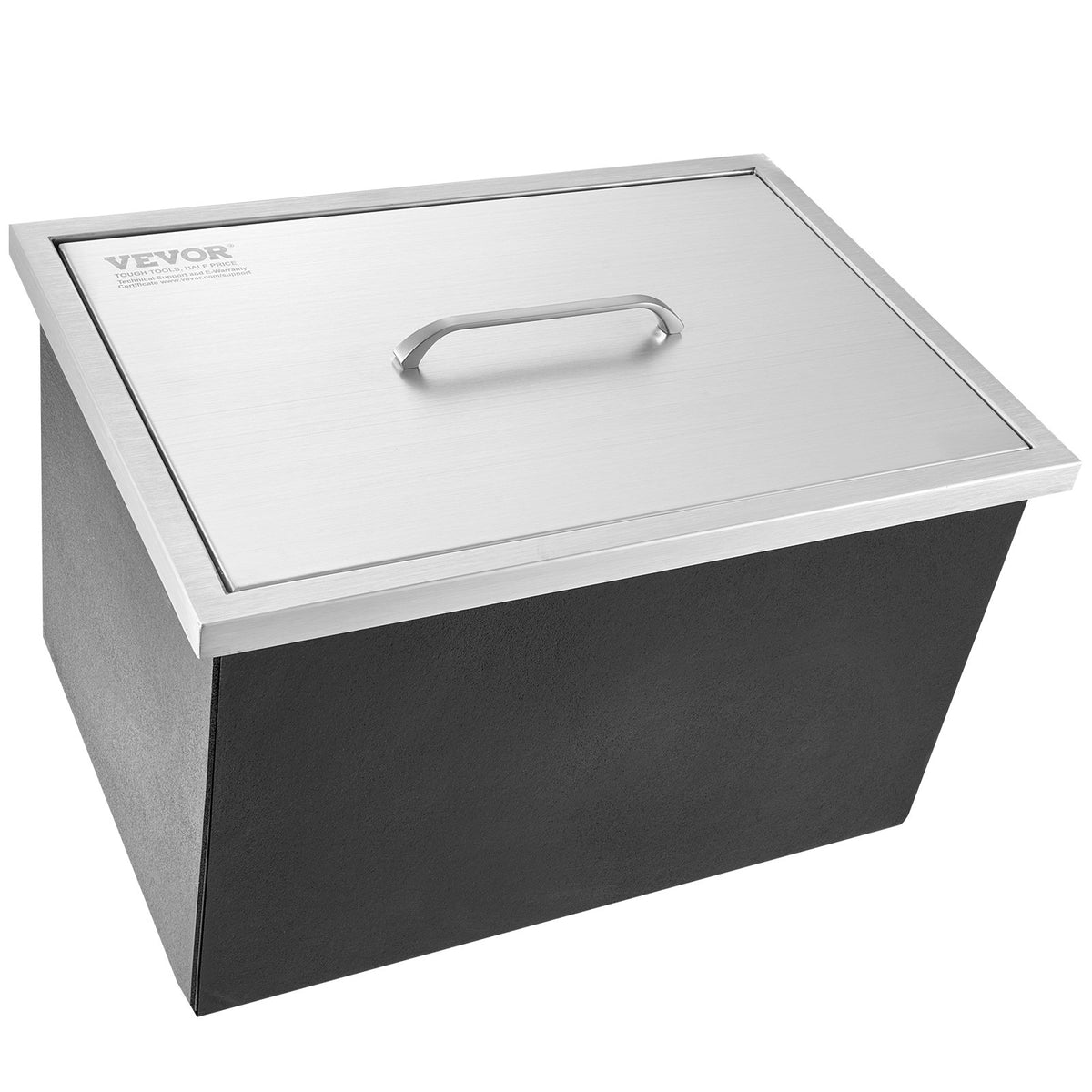 VEVOR Built-in Ice Bin 50.8 × 35.6 × 30.5 cm, 38 l, Stainless Steel, with Lid and Drain, Outdoor Kitchen