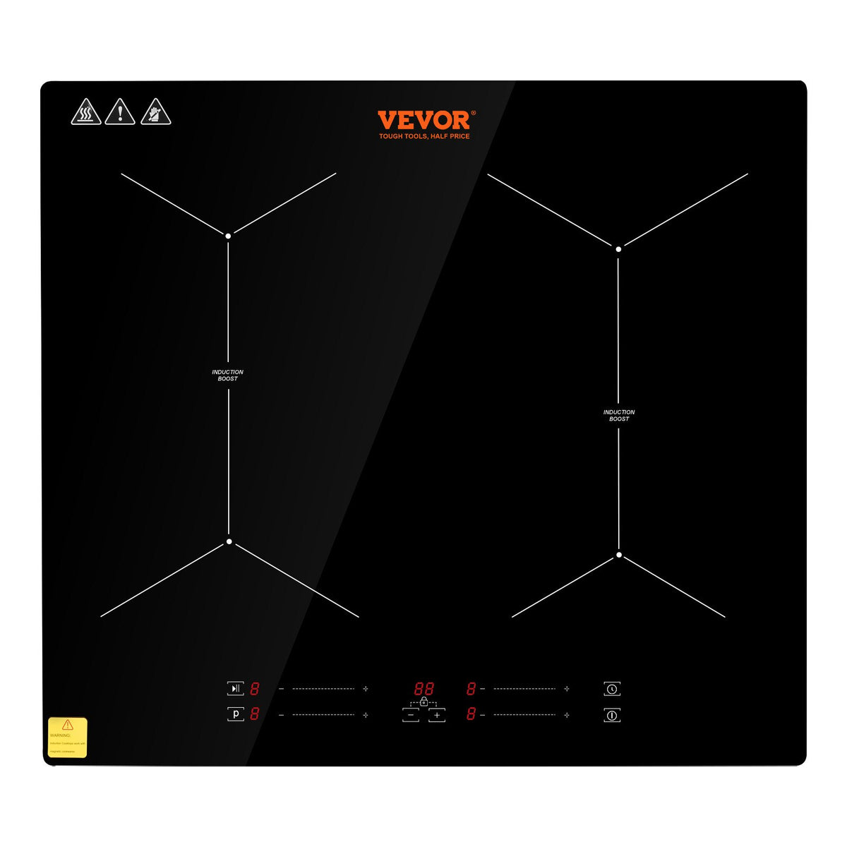 VEVOR 61 cm Electric Cooker, 4 Burners, Ceramic Glass Surface, Touch Control