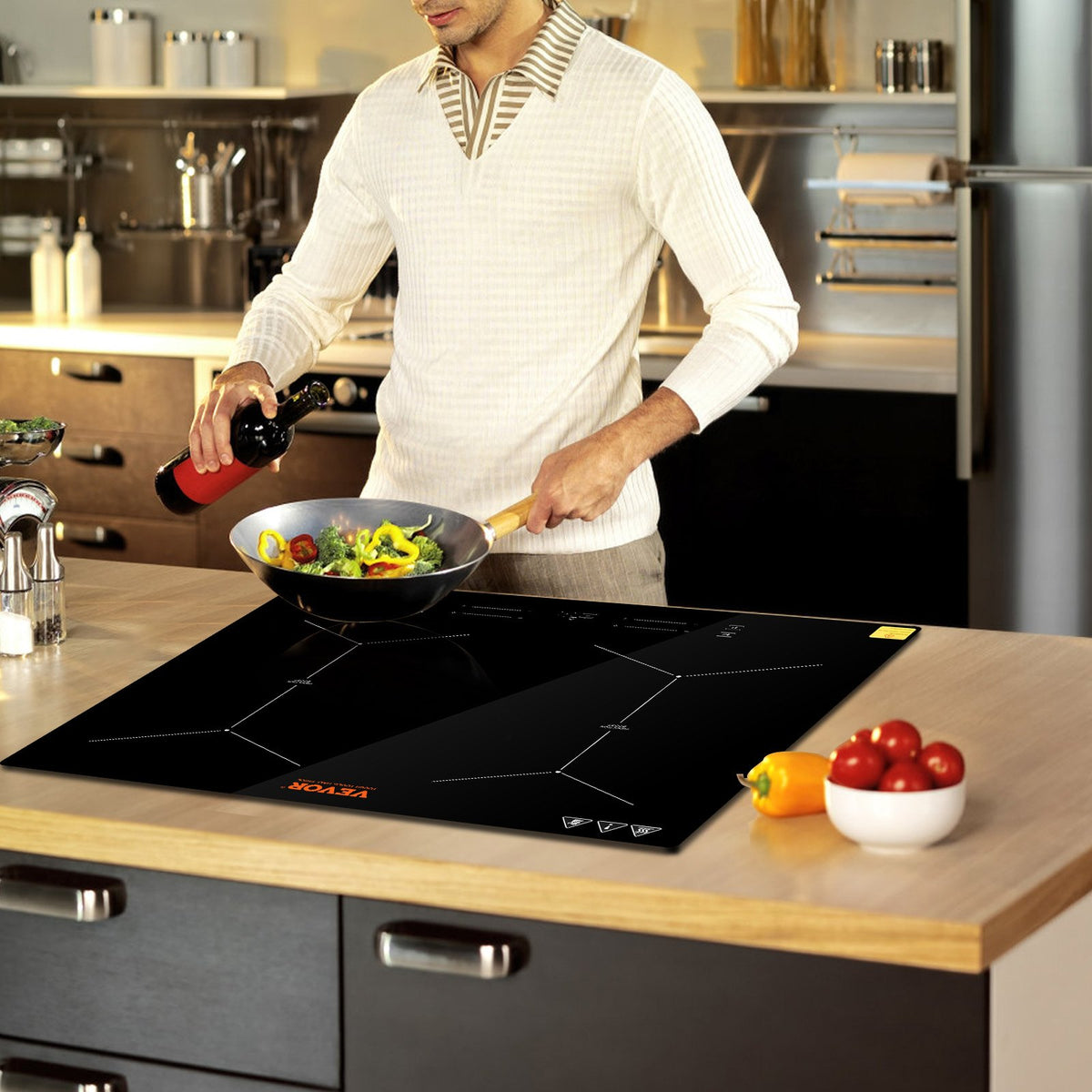 VEVOR 61 cm Electric Cooker, 4 Burners, Ceramic Glass Surface, Touch Control