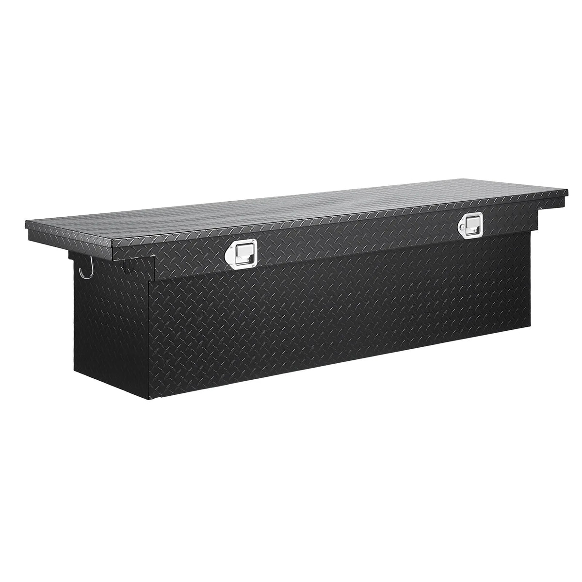 VEVOR alumīnija kravas auto šķērssijas instrumentu kaste, 69 × 12 × 14 cm, dimanta raksts, ūdensizturīga kaste ar sānu rokturiem, slēdzeni un atslēgām, piemērota pikapiem, treileriem un kemperiem, melna