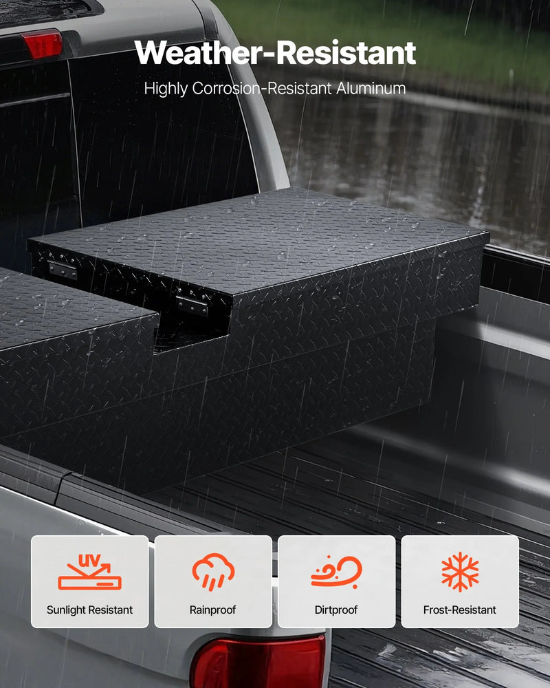 VEVOR kravas automašīnas šķērssija alumīnija instrumentu kaste, 177,8×50,8×33,02 cm ar dimanta faktūru, ūdensizturīga uzglabāšanas kaste ar slēdzeni, atslēgām un sānu rokturiem, melna