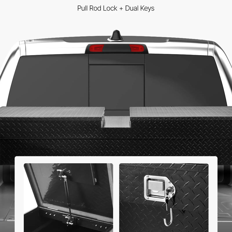 VEVOR kravas automašīnas šķērssija alumīnija instrumentu kaste, 177,8×50,8×33,02 cm ar dimanta faktūru, ūdensizturīga uzglabāšanas kaste ar slēdzeni, atslēgām un sānu rokturiem, melna