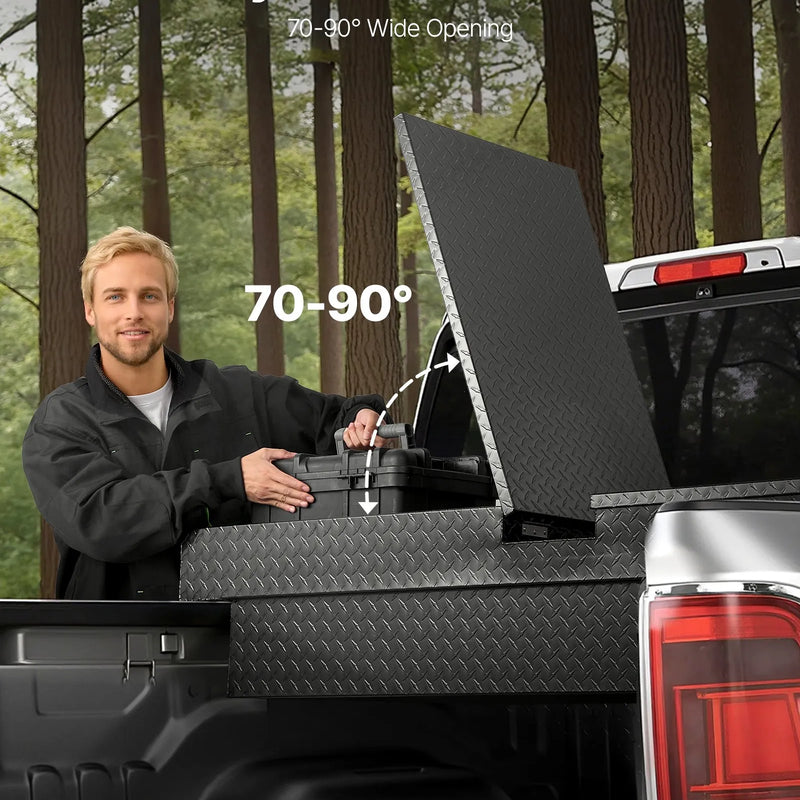 VEVOR kravas automašīnas šķērssija alumīnija instrumentu kaste, 177,8×50,8×33,02 cm ar dimanta faktūru, ūdensizturīga uzglabāšanas kaste ar slēdzeni, atslēgām un sānu rokturiem, melna