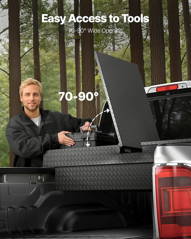 VEVOR kravas automašīnas šķērssija alumīnija instrumentu kaste, 177,8×50,8×33,02 cm ar dimanta faktūru, ūdensizturīga uzglabāšanas kaste ar slēdzeni, atslēgām un sānu rokturiem, melna