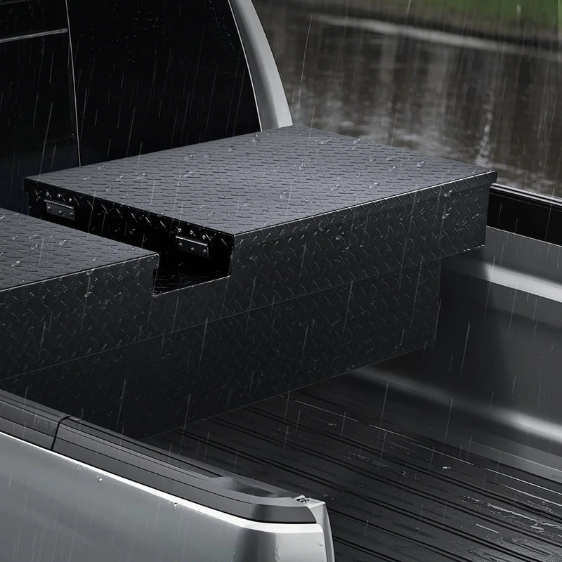 VEVOR kravas automašīnas šķērssija alumīnija instrumentu kaste, 177,8×50,8×33,02 cm ar dimanta faktūru, ūdensizturīga uzglabāšanas kaste ar slēdzeni, atslēgām un sānu rokturiem, melna