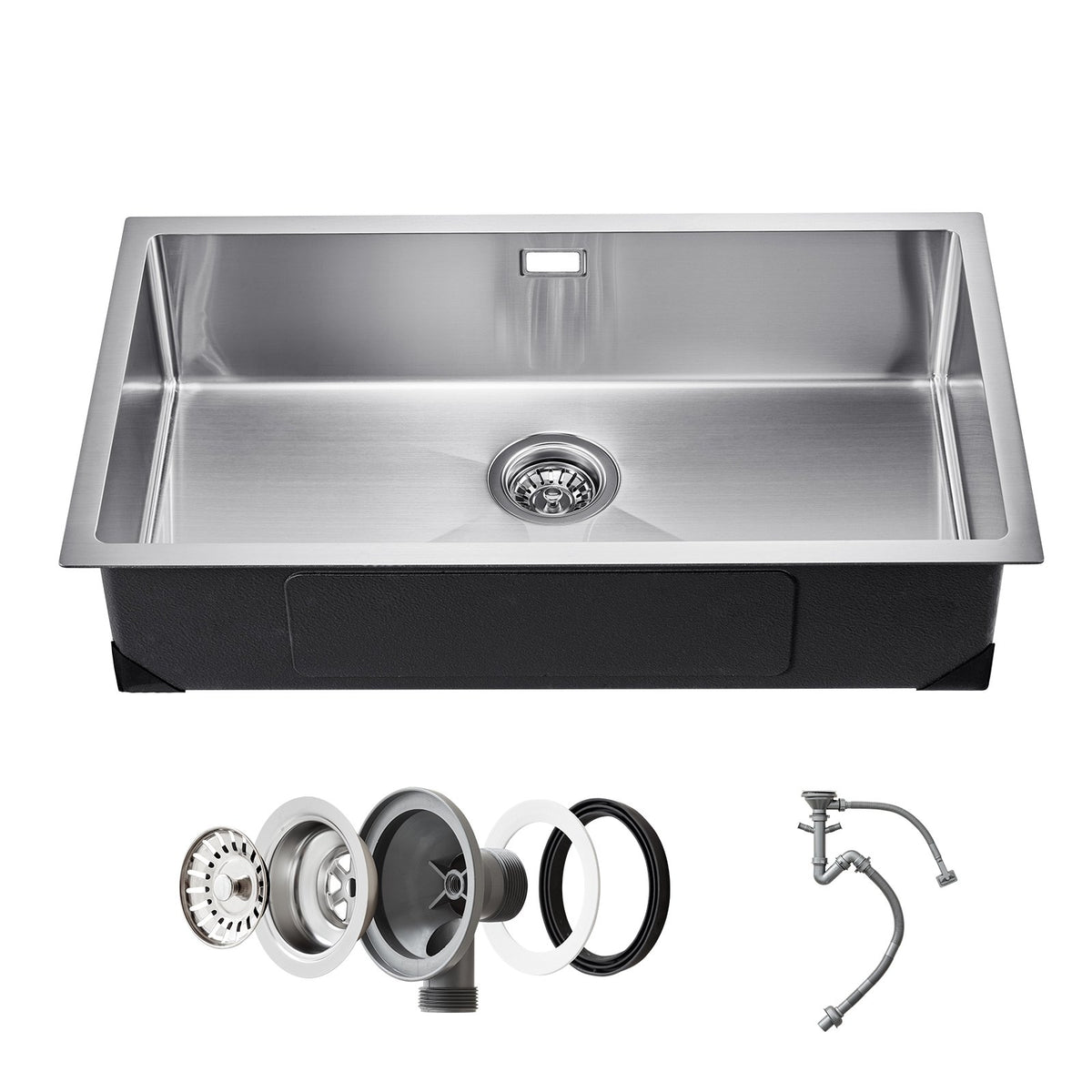VEVOR Stainless Steel Kitchen Sink 76 cm, Single Bowl, Undermount or Top Mount, Bar Style