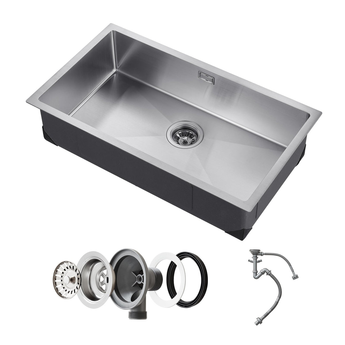 VEVOR Stainless Steel Kitchen Sink 76 cm, Single Bowl, Undermount or Top Mount, Bar Style