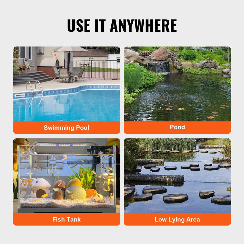 VEVOR iegremdējamais drenāžas sūknis 700 W, plūsma līdz 15 700 l/h, pacelšanas augstums līdz 10 m