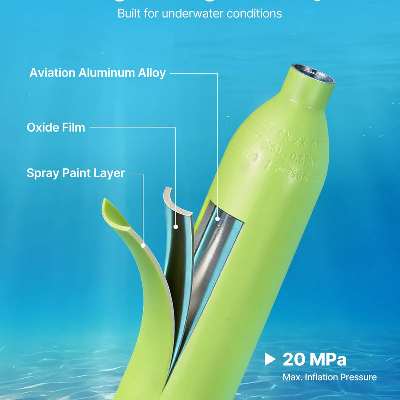 VEVOR mini niršanas balons ar zemūdens masku, 0,5 L pārnēsājams niršanas balons zemūdens elpošanai, atkārtoti lietojams plaušu niršanas cilindrs līdz 10 minūšu niršanai, avārijas glābšanas mazais balons ar sūkni snorkelēšanai