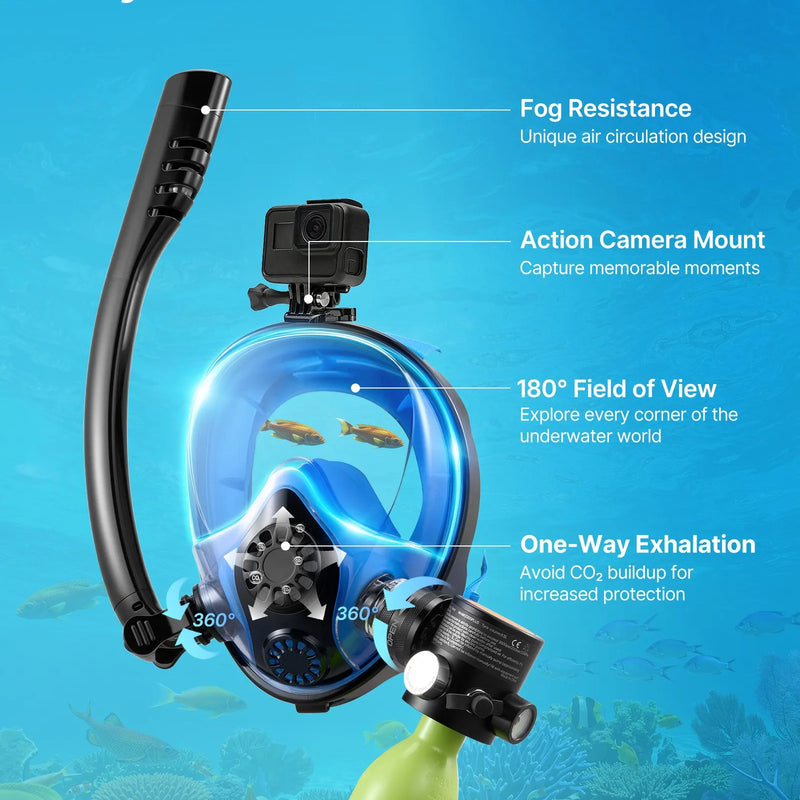 VEVOR mini niršanas balons ar zemūdens masku, 0,5 L pārnēsājams niršanas balons zemūdens elpošanai, atkārtoti lietojams plaušu niršanas cilindrs līdz 10 minūšu niršanai, avārijas glābšanas mazais balons ar sūkni snorkelēšanai