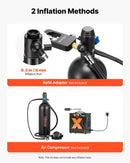 VEVOR mini niršanas balons 2 L, pārnēsājams niršanas balons zemūdens elpošanai, atkārtoti lietojams plaušu niršanas cilindrs līdz 35 minūšu niršanai, avārijas glābšanas pony balons ar mugursomu un futrāli snorkelēšanai