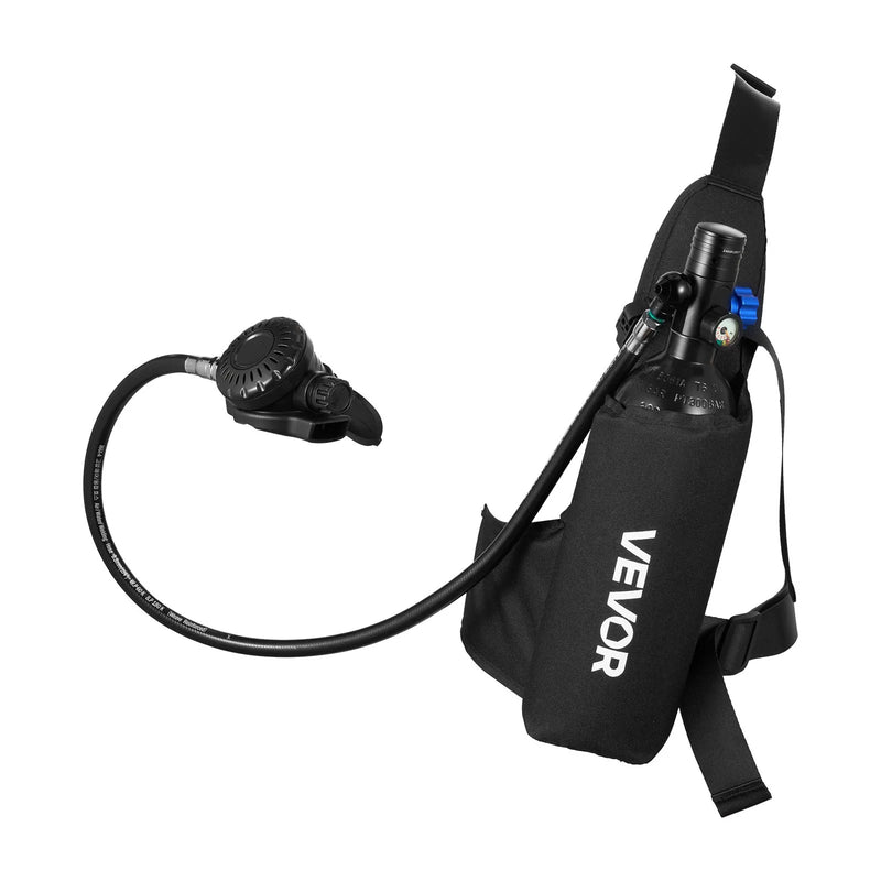 VEVOR mini niršanas balons 1 L, pārnēsājams niršanas balons zemūdens elpošanai, atkārtoti lietojams plaušu niršanas cilindrs līdz 20 minūšu niršanai, avārijas glābšanas mazais balons ar mugursomu un aizsargbrillēm snorkelēšanai