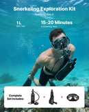 VEVOR mini niršanas balons 1 L, pārnēsājams niršanas balons zemūdens elpošanai, atkārtoti lietojams plaušu niršanas cilindrs līdz 20 minūšu niršanai, avārijas glābšanas mazais balons ar mugursomu un aizsargbrillēm snorkelēšanai