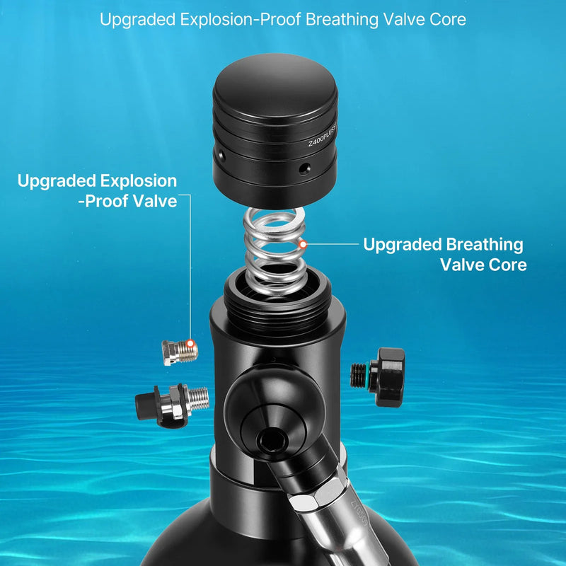 VEVOR mini niršanas balons 1 L, pārnēsājams niršanas balons zemūdens elpošanai, atkārtoti lietojams plaušu niršanas cilindrs līdz 20 minūšu niršanai, avārijas glābšanas mazais balons ar mugursomu un aizsargbrillēm snorkelēšanai