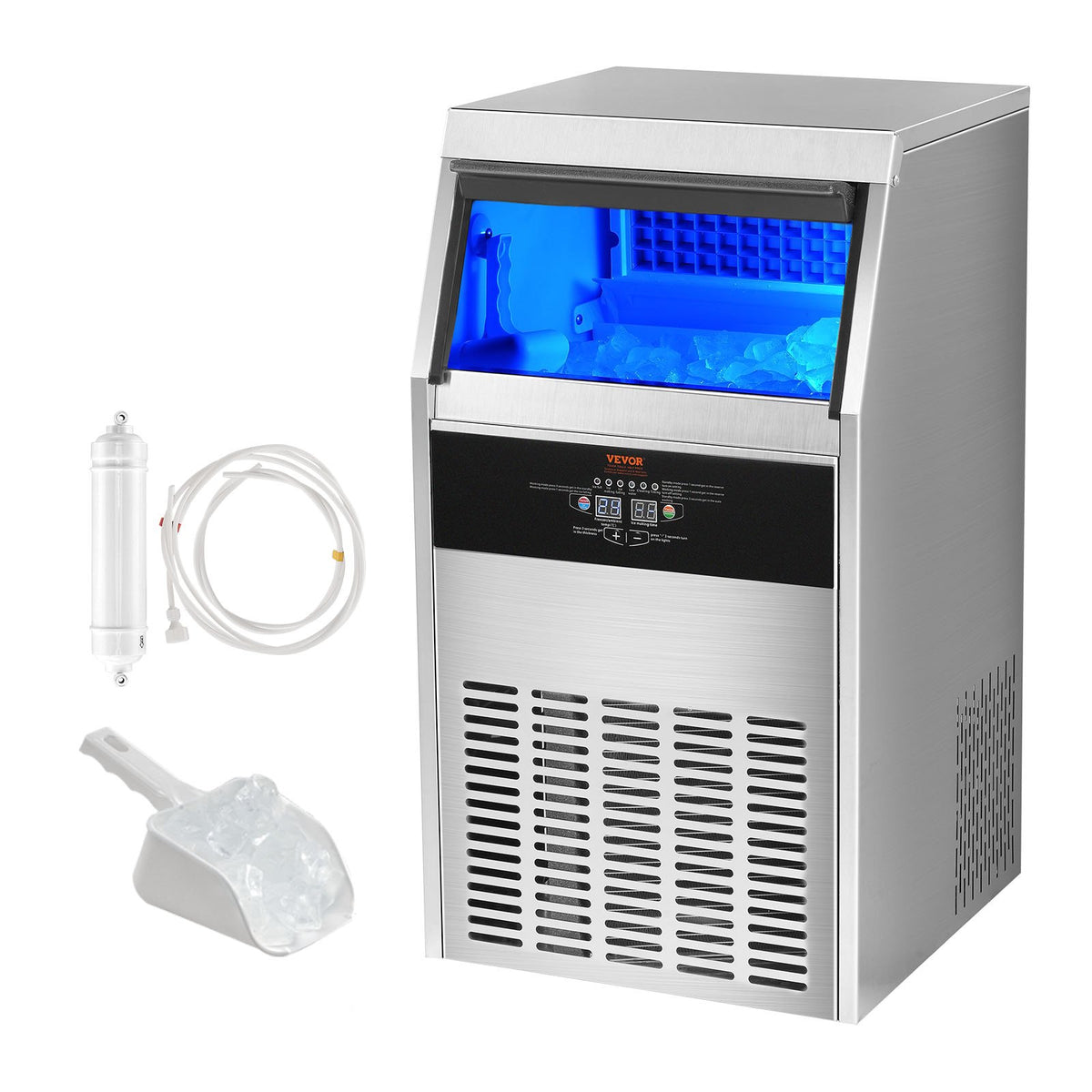VEVOR Commercial Ice Maker 130 kg/24 h, 60 Cubes per Cycle