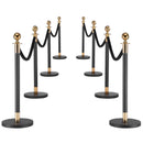 VEVOR barjeras stabi 8 gab., rindas organizēšanas sistēma ar 6 melnām samta virvēm, izturīgi nerūsējošā tērauda stabi ar dobu pamatni, piemēroti teātriem, pasākumiem, kāzām un izstādēm