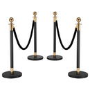 VEVOR barjeras stabi 8 gab., rindas organizēšanas sistēma ar 6 melnām samta virvēm, izturīgi nerūsējošā tērauda stabi ar dobu pamatni, piemēroti teātriem, pasākumiem, kāzām un izstādēm