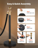 VEVOR barjeras stabi 8 gab., rindas organizēšanas sistēma ar 6 melnām samta virvēm, izturīgi nerūsējošā tērauda stabi ar dobu pamatni, piemēroti teātriem, pasākumiem, kāzām un izstādēm