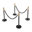 VEVOR barjeras stabi 4 gab., rindas organizēšanas sistēma ar 2 melnām samta virvēm, izturīgi nerūsējošā tērauda stabi ar dobu pamatni, piemēroti teātriem, pasākumiem, kāzām un izstādēm