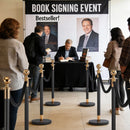 VEVOR barjeras stabi 4 gab., rindas organizēšanas sistēma ar 2 melnām samta virvēm, izturīgi nerūsējošā tērauda stabi ar dobu pamatni, piemēroti teātriem, pasākumiem, kāzām un izstādēm