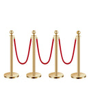 VEVOR barjeras stabi 4 gab., rindas organizēšanas sistēma ar 3 sarkanām samta virvēm, zelta nerūsējošā tērauda stabi ar smiltīm pildāmu pamatni, piemēroti teātriem, pasākumiem, kāzām un izstādēm